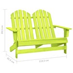 vidaXL Chaise de jardin Adirondack 2 places Bois de sapin massif Vert