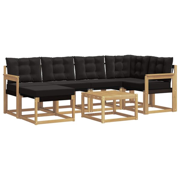 vidaXL Ensemble de canapés d'extérieur 7 Pièces Blanc et noir