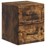 vidaXL Cabinet de chevet mural 2 Pièces Chêne fumé 34 5 x 33 x 40 cm