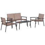 vidaXL Ensemble de salle à manger pour jardin 4 pc Marron polyrotin