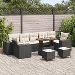 vidaXL Ensemble de canapé de jardin 10 Pièces Noir  Crème 90 x 55 x 71 cm