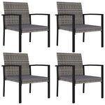 vidaXL Chaises à manger de jardin lot de 4 Résine tressée Gris
