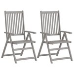 vidaXL Chaises inclinables de jardin 2 Pièces avec coussins Bois d'acacia