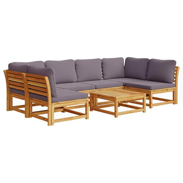 vidaXL Salon de jardin avec coussins 7 Pièces bois massif d'acacia