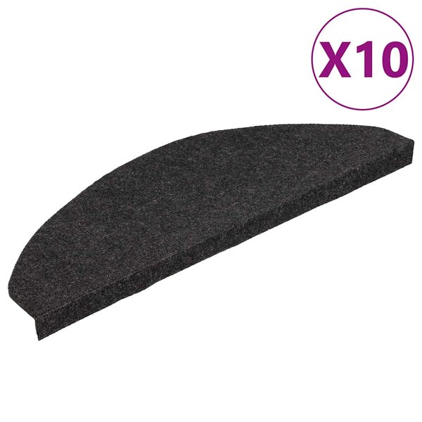 vidaXL Tapis d'escalier auto-adhésifs 10 Pièces noir 65x22 5x3 5 cm