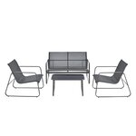 Salon de jardin de 4 meubles acier PVC noir gris foncé 03_0008241