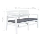 vidaXL Banc de jardin à 2 places et coussins 133 cm Plastique Blanc