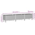 vidaXL Jardinière à roulettes bleu gris 240x50x54 cm PP