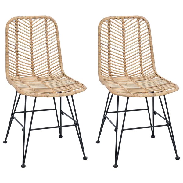 vidaXL Chaise de salle à manger 2 Pièces Naturel 44 x 47 x 85 cm