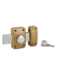THIRARD - Verrou à bouton Apache pour porte de garage  cylindre 30mm  pêne 160mm  acier  3 clés  époxy or