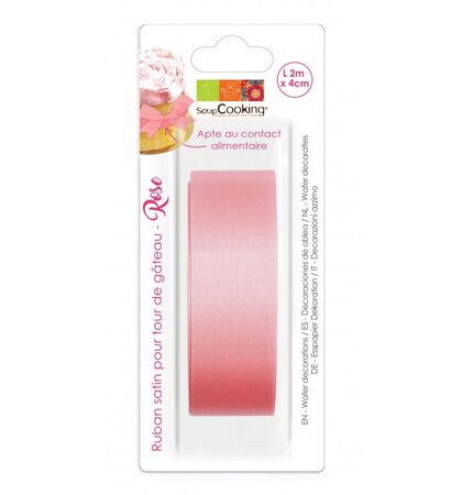 Ruban satin pour tour de gâteau - rose 2 m x 4 cm