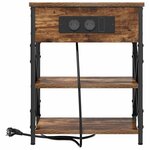 vidaXL Table de nuit avec station de chargement Chêne fumé