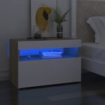 vidaXL Tables de chevet à LED 2 Pièces blanc et chêne sonoma 60x35x40 cm
