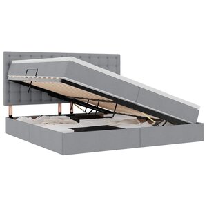 vidaXL Lit de rangement LED avec matelas Gris clair 200 x 200 cm Tissu