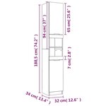 vidaXL Armoire de salle de bain blanc 32x34x188 5 cm bois d'ingénierie