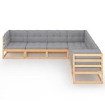 Salon de jardin meuble d'extérieur ensemble de mobilier 7 pièces avec coussins bois de pin massif 02_0017131
