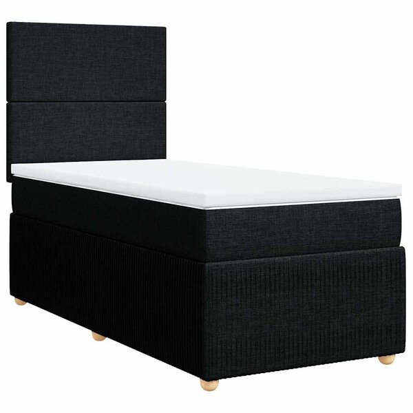 vidaXL Sommier à lattes de lit avec matelas Noir 90x200 cm Tissu