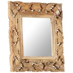 vidaXL Miroir sculpté à la main Marron 50x50cm Bois de manguier massif