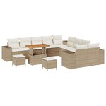 Ensemble de canapé de jardin vidaXL 13 pièces avec coussins beige en poly rotin