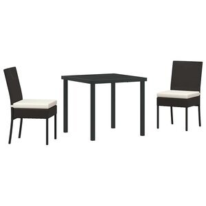 vidaXL Ensemble de salle à manger pour jardin 3 Pièces Noir