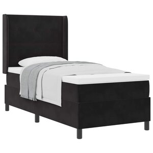 vidaXL Lit à ressorts avec matelas Noir 90 x 200 cm Velours