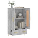 vidaXL Buffet haut gris béton 69 5x31x115 cm bois d'ingénierie
