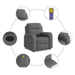 vidaXL Fauteuil de massage inclinable Gris foncé Tissu