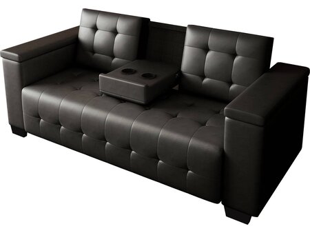 Canapé clic-clac convertible "renarde" -  214 x 86 x 86 cm - 3 places - noir + rangements