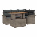 vidaXL Ensemble de canapé de jardin 5 Pièces Gris Poly rotin