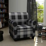 vidaXL Fauteuil avec coussin Noir Tissu