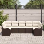 vidaXL Ensemble de canapé de jardin 7 Pièces Marron et blanc Poly rotin
