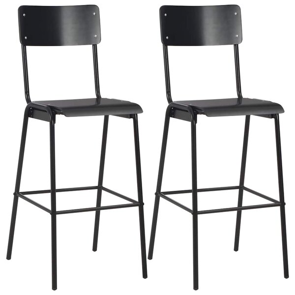 vidaXL Chaises de bar lot de 2 noir contreplaqué solide et acier