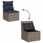 vidaXL Salon de jardin 8 Pièces avec coussins gris résine tressée