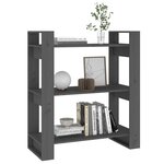 vidaXL Bibliothèque/Séparateur de pièce Gris 80x35x91 cm Pin solide