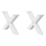 vidaXL Pieds de table basse en forme de X  2 pièces  blanc  70 x (42-43) cm  acier