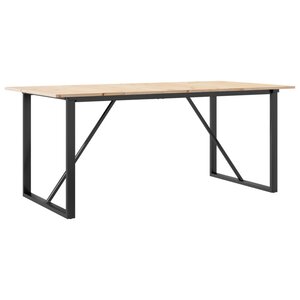 vidaXL Table à manger cadre en O 180x90x75 cm bois de pin massif acier