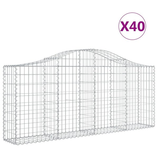 vidaXL Paniers à gabions arqués 40 Pièces 200x30x80/100 cm Fer galvanisé