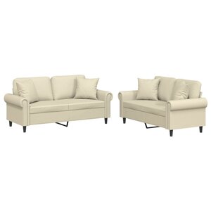 vidaXL Ensemble de canapés 2 Pièces avec coussins crème similicuir