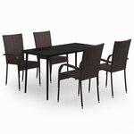 vidaXL Ensemble de salle à manger de jardin 5 Pièces Marron et noir