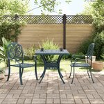 vidaXL Ensemble de bistro 3 Pièces vert aluminium coulé