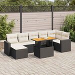 vidaXL Salon de jardin 8 Pièces avec coussins noir résine tressée