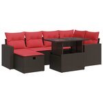 vidaXL Salon de jardin avec coussins 7 Pièces noir résine tressée acacia