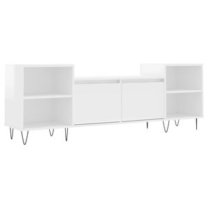 vidaXL Meuble TV Blanc brillant 160x35x55 cm Bois d'ingénierie