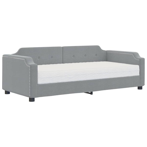 vidaXL Lit de jour avec matelas gris clair 100x200 cm tissu