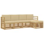 vidaXL Ensemble de canapés d'extérieur 5 Pièces Blanc et Beige Polyester