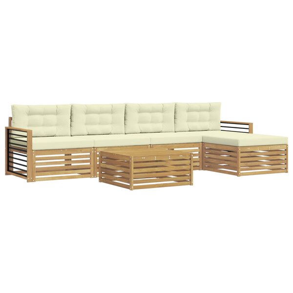 vidaXL Ensemble de canapés d'extérieur 7 pc Blanc et crème Polyester