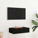 vidaXL Meuble TV avec éclairage LED Chêne noir 60 x 35 x 15 5 cm