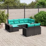 vidaXL Salon de jardin 10 Pièces avec coussins noir résine tressée