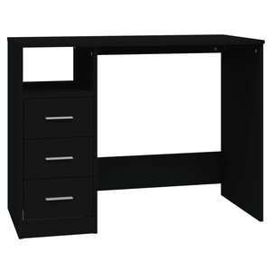 Bureau table poste de travail meuble d'ordinateur informatique étude avec tiroirs 102 x 50 x 76 cm bois d'ingénierie noir 02_0023473