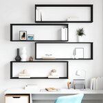 vidaXL Étagères cube murales 4 Pièces noir 100x15x30 cm bois d'ingénierie